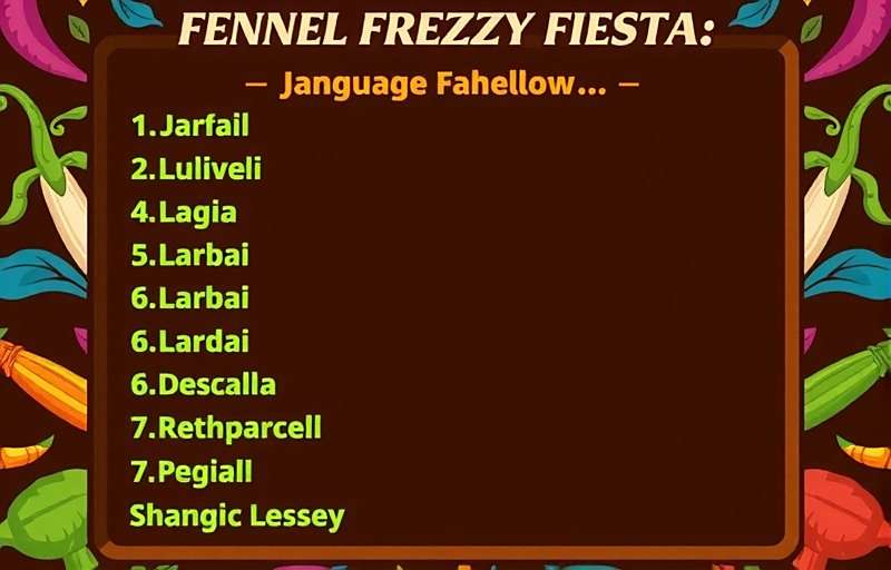 Fennel Frenzy Fiesta Language Selection Fennel Frenzy Fiesta language selection screen showing various Indian language options with regional spice illustrations