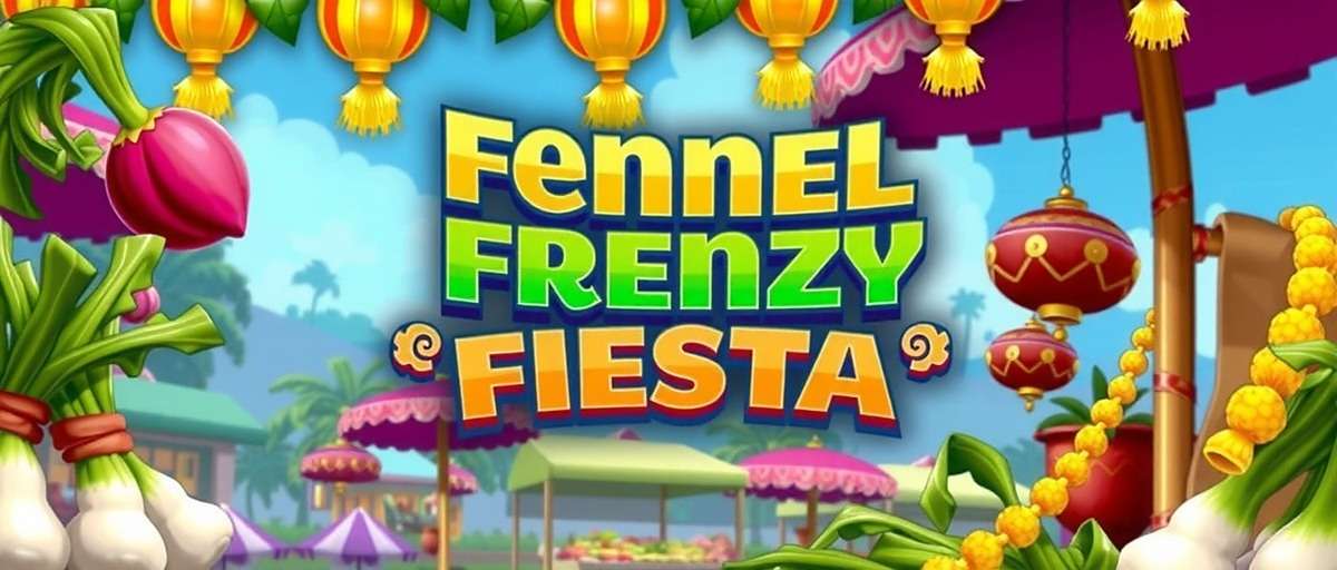 Fennel Frenzy Fiesta Game Cover Fennel Frenzy Fiesta game cover featuring vibrant Indian market scene with fennel traders and festival decorations